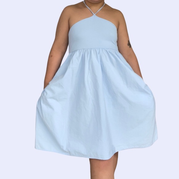 Zara Dresses Zara Baby Blue Halter Dress Poshmark